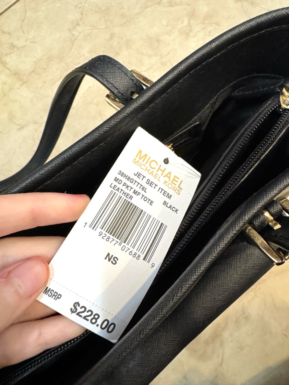 Michael Kors Black Structured Shoulder Tote with Front Pocket - Picture 3 of 7